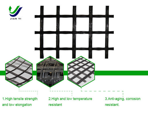 Penguatan Jalur Jalan Serat Kaca Geogrid Tahan Korosi 25-120 KN/m