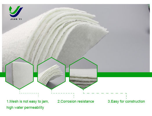 Geotekstil Serat Staple Nonwoven 100-800g/m2 Untuk Perlindungan Slope
