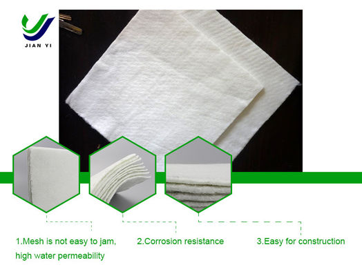 Staple Fiber Geotextile Nonwoven with 50m~100m Length 0.08~0.6KN Tearing Strength and White Color for Road Construction