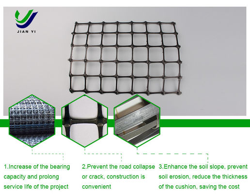 Jalur Jalan Diperkuat Biaksial Plastik Geogrid Asam Dan Alkali Tahan 15 ~ 50KN / m