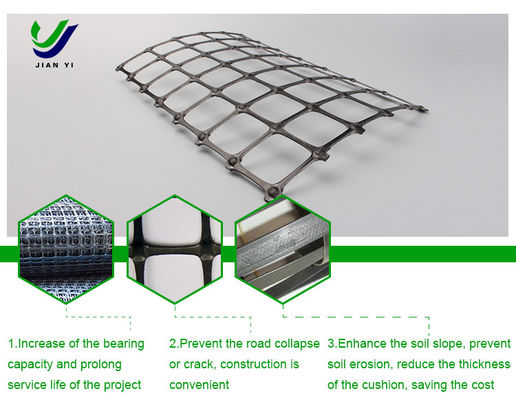 Long Life Biaksial Plastik Geogrid Untuk Bandara Wharf Foundation Penguatan