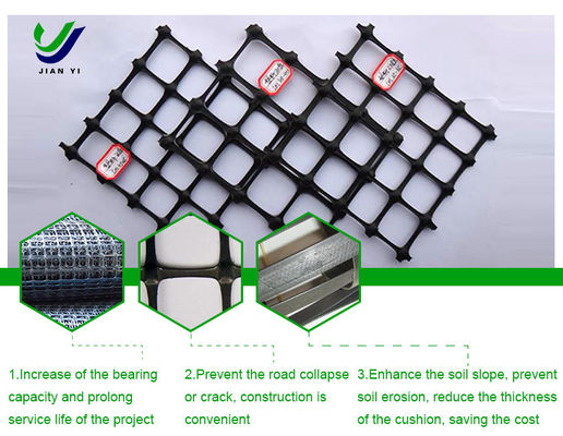 Asam tahan Biaxial Polypropylene Geogrid Mendukung Slope Menanam Mat
