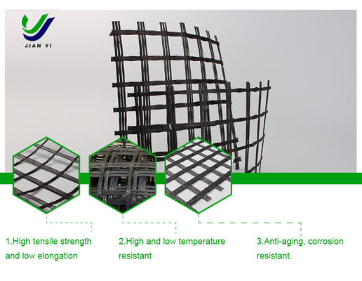 Korosi tahan Serat Kaca Aspal Geogrid Mencegah Retakan 12 ~ 50mm × mm