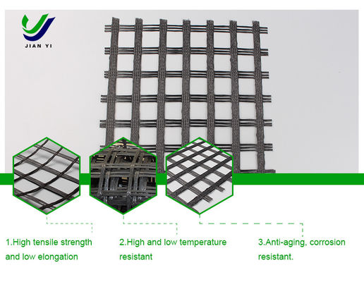 Geogrid Serat Kaca Bebas Alkali 12 ~ 50mm × Mm Dengan Ketahanan Yang Baik