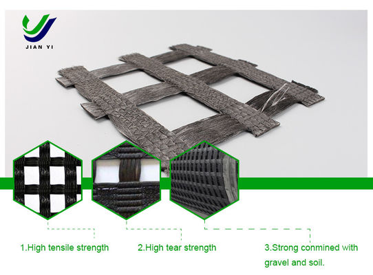 High Strength Warp Knitted Polyester Geogrid dengan High Modulus Anti Aging