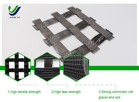 Ringan Dan Drainase Tinggi Kekuatan Tarikan Warp Dipaku Polyester Geogrid