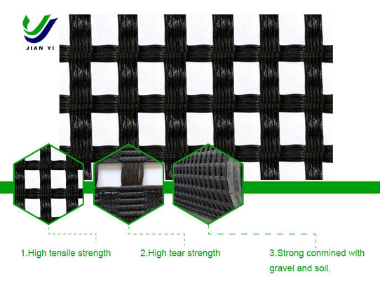 Ringan Berat Bahan drainase yang baik Ringan Warp Polyester Geogrid