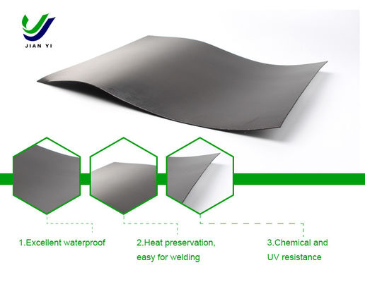Geomembrane tahan air HDPE halus untuk tempat pembuangan sampah dan limbah