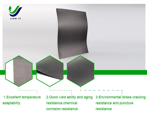 Geomembrane HDPE Kekuatan Tarikan Tinggi Tahan Korosi Minyak Asam Dan Alkali