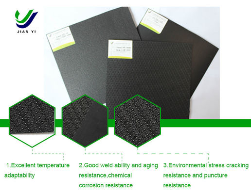 HDPE Column Point Rough Surface Geomembrane Kekuatan Tinggi Anti Seepage