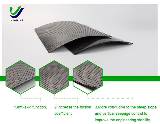 Geomembrane HDPE dengan koefisien gesekan tinggi dengan ketahanan yang sangat rendah untuk anti-penyiraman teknik yang stabil