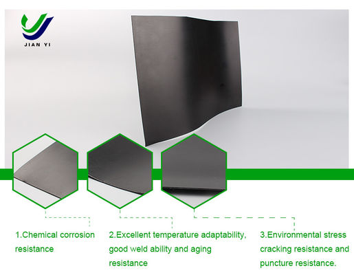 Geomembrane HDPE Lempar Permeabilitas Sangat Rendah dengan Ketahanan Korosi Kimia dan 700% Elongasi untuk Danau Tailings Tambang