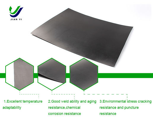 Geomembrane halus HDPE tahan lama untuk proyek anti-penyiraman danau buatan Kekuatan pecah 20-80N / mm Perpanjangan pada istirahat 700%