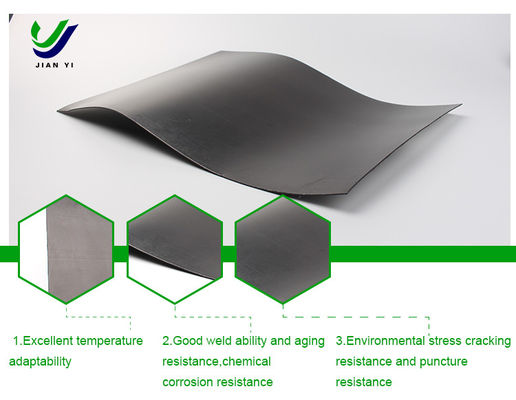 Resistensi Kimia Geomembrane Polyethylene HDPE Densitas Tinggi Pencegahan Kebocoran untuk Fasilitas Penyimpanan Tailings