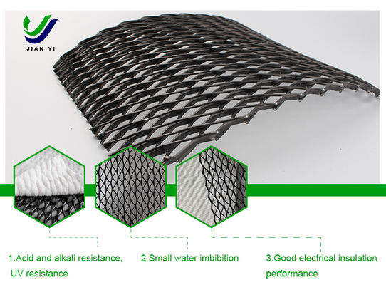 Jaringan drainase komposit tiga dimensi tahan suhu tinggi dengan stabilitas 120°C dan kekuatan tarik 16kN/m