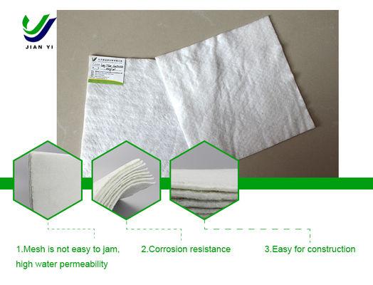 UV Resistance White Short Fiber Geotextile Kekuatan rekayasa untuk pekerjaan tanah Bahan tahan lama dan stabilisasi tanah