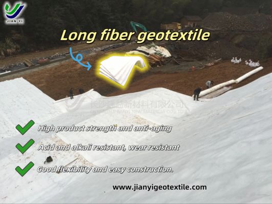 CE Certified Long Fiber Geotextile with Acid and Alkali Resistance and UV Resistance 70% for European Drainage Projects