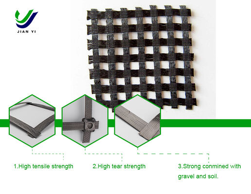 Geogrid Baja Tahan UV Beban Berat 30-120KN/m untuk Penguatan Pondasi Jalan
