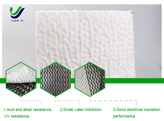 Jaring drainase komposit 3D tahan UV dan tahan kimia dengan kekuatan tarik tinggi ≥ 16kN/m untuk drainase bawah tanah dan taman