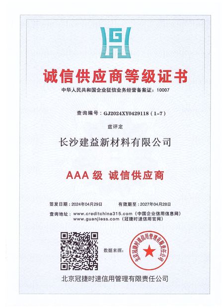 Cina Changsha Jian-Yi New Material Co., Ltd. Sertifikasi